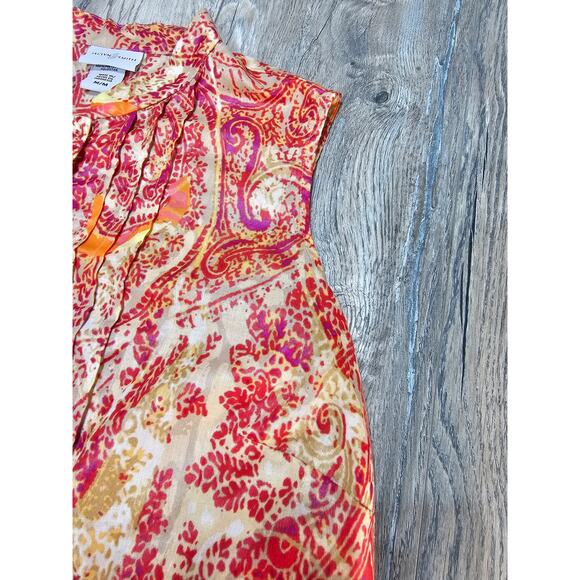 Jaclyn Smith Tops Women’s Orange Button Up Shirt Sleeveless Blouse Size Med - Picture 4 of 7